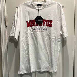 White Fox Boutique White Tee with Bold Red Logo